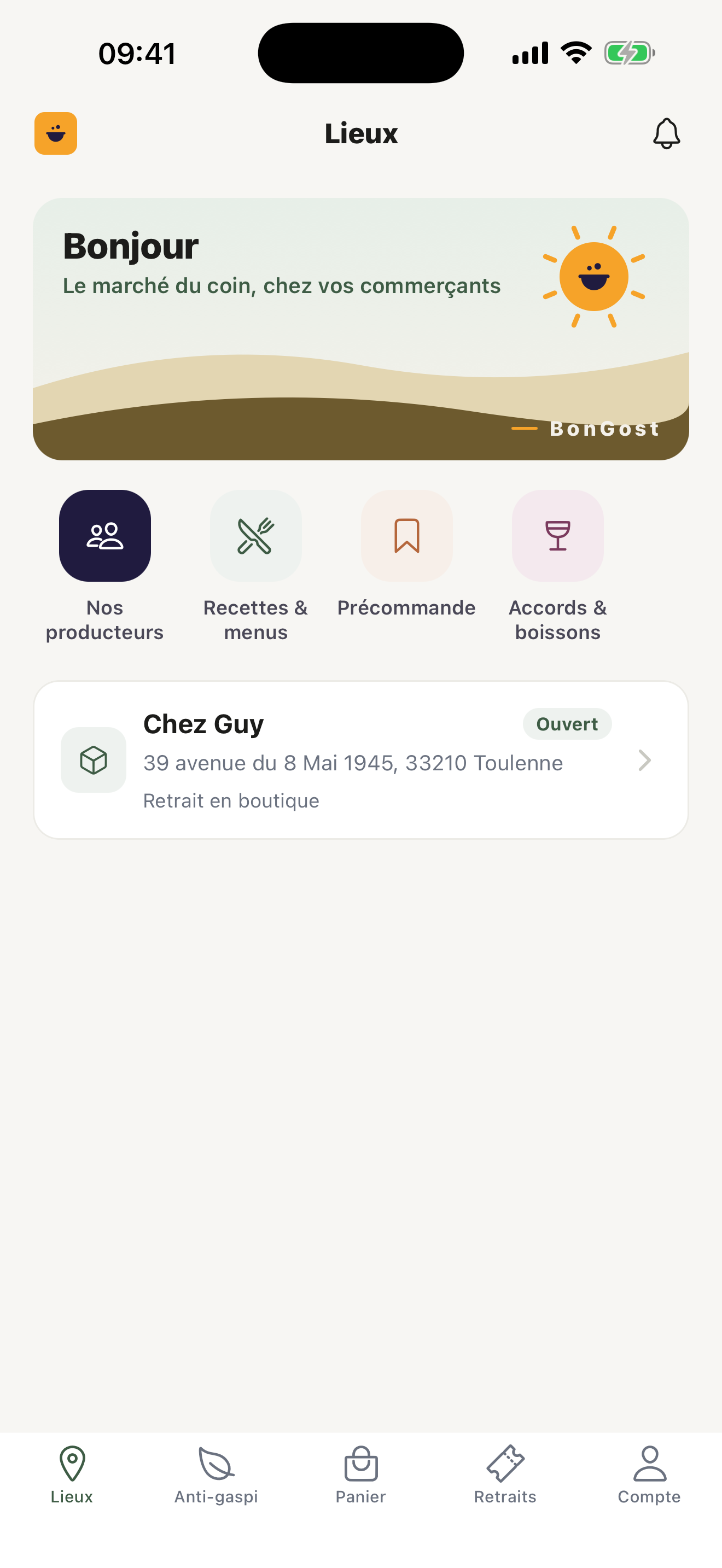 Capture de l'application BonGost