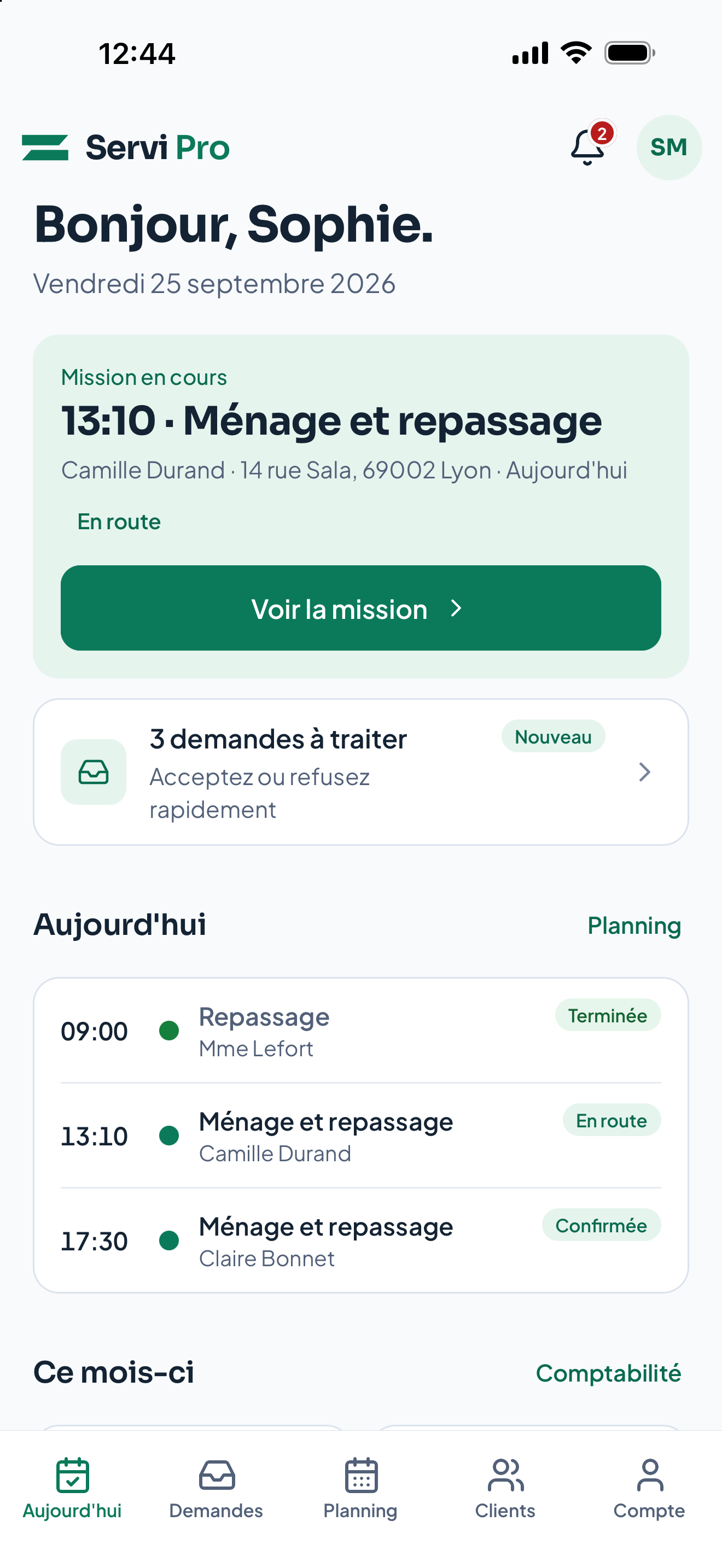 Interface de démonstration Servi Pro